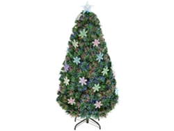 Árvore Natal Artificial 150cm Fibra Óptica 21 Luzes Led Decorações Floco Neve Verde