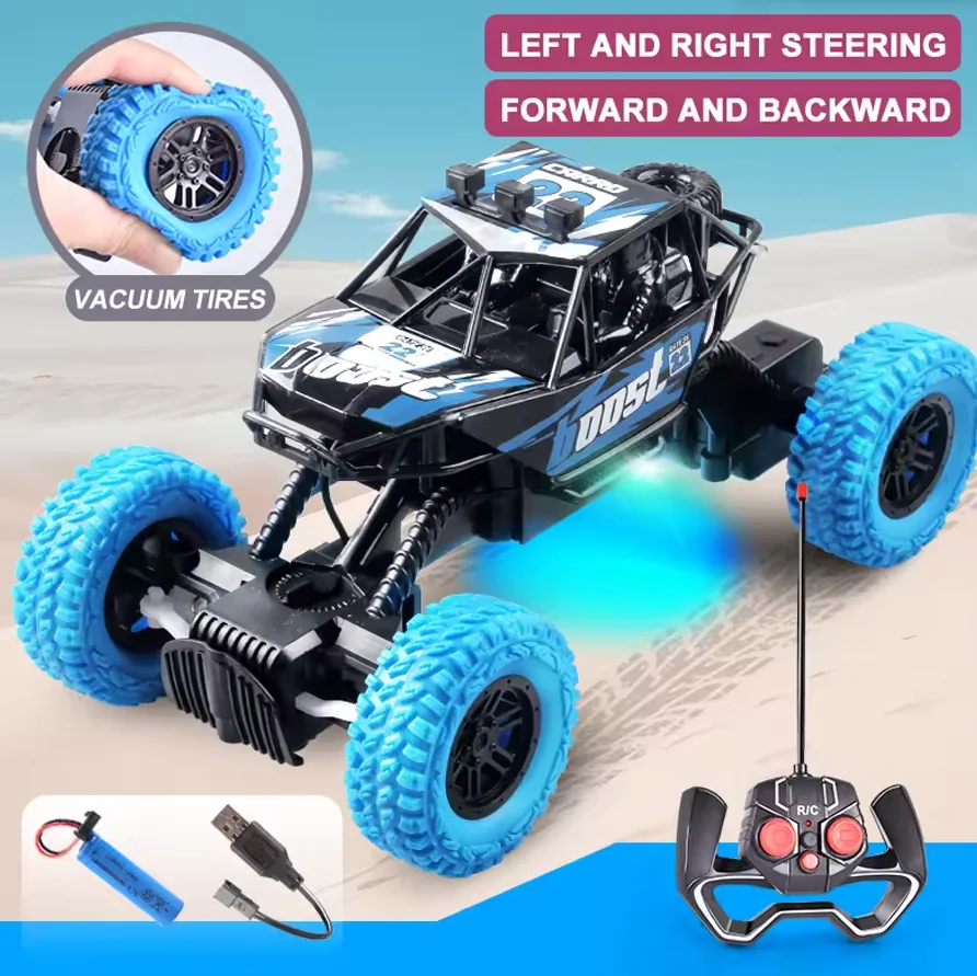 (azul) Carro De Controle Remoto De Alta Velocidade Com Luzes Led Coloridas Piscantes E Pneus De Borracha.