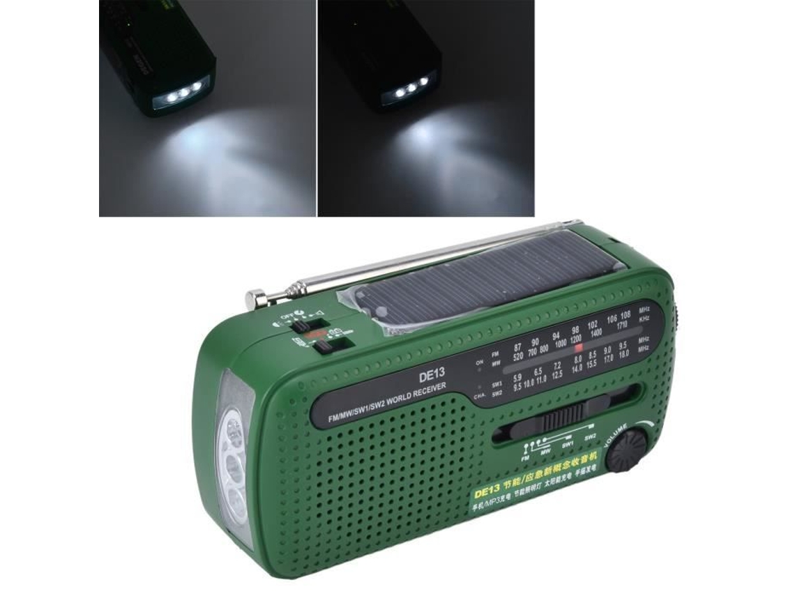 HURRISE Radio FM AM Radio Portátil de Alta Sensibilidad Radio LED MW SW Buena Calidad de Sonido Función de Reloj de Luz