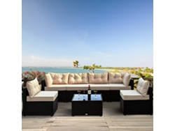 Conjunto de muebles de jardín modular 5 plazas de resina tejida NACULA - negro