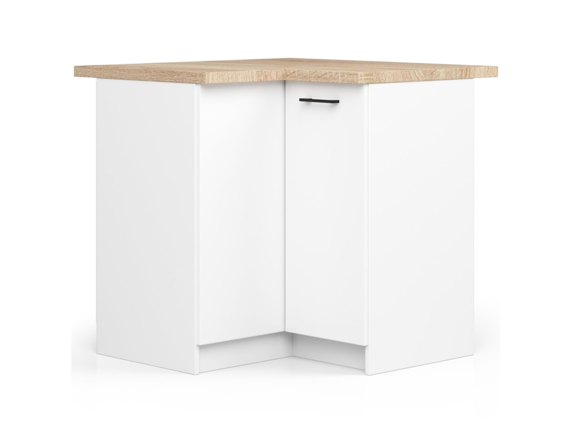 Armario de cocina AKORD S90 esquinero con encimera OLIWIA Blanco 90 cm 2 puertas Blanco mate 2 estantes 90x46x85 cm AKORD FURNITURE FACTORY