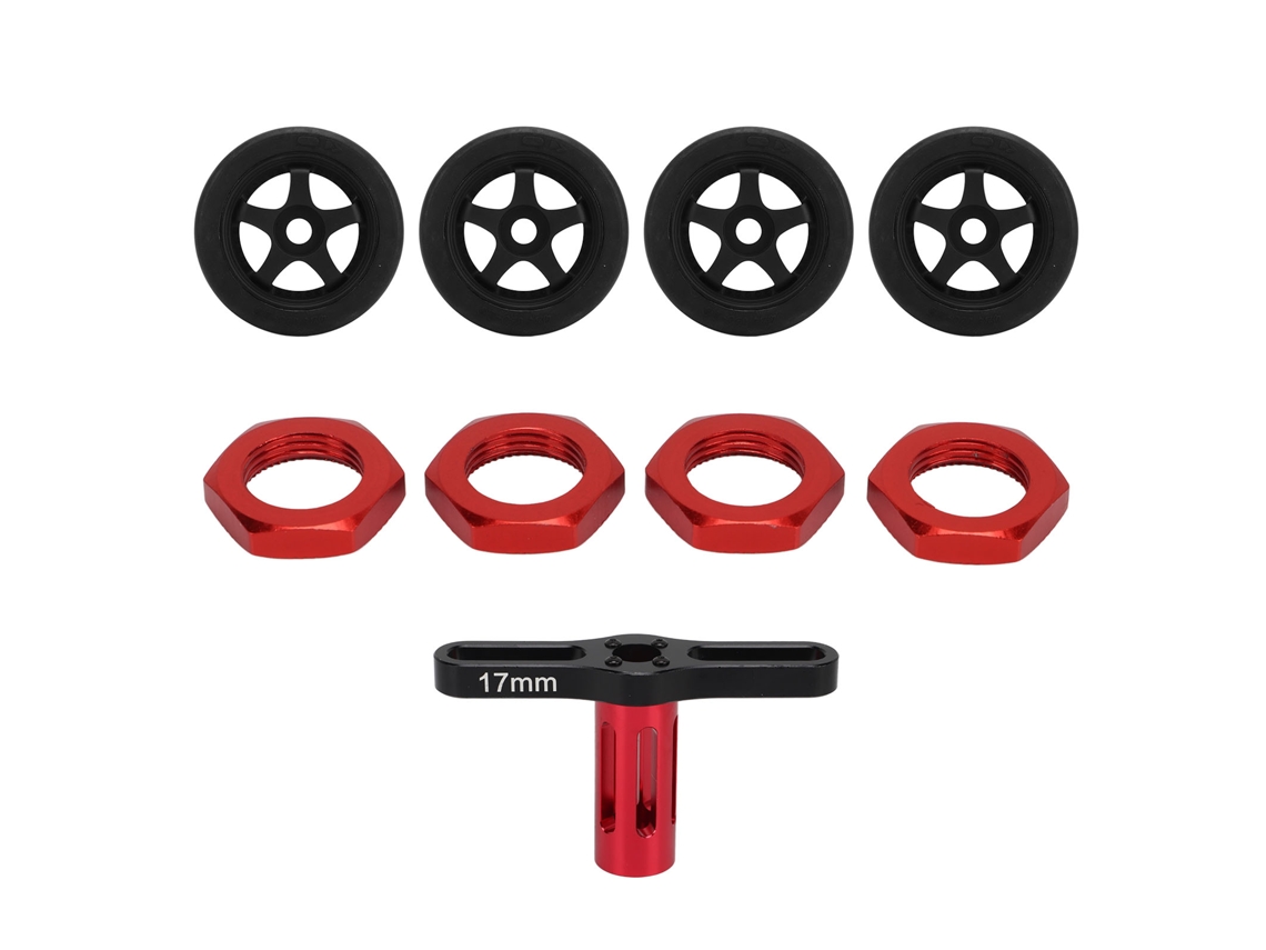 Ymsl Conjunto De 4 Neumáticos Rc Con Llanta Plástica 17mm Hex 5 Rayos Para Arrma Infraction V2 Felony Ex 07 1/7 Coche Rc Negro Hxl