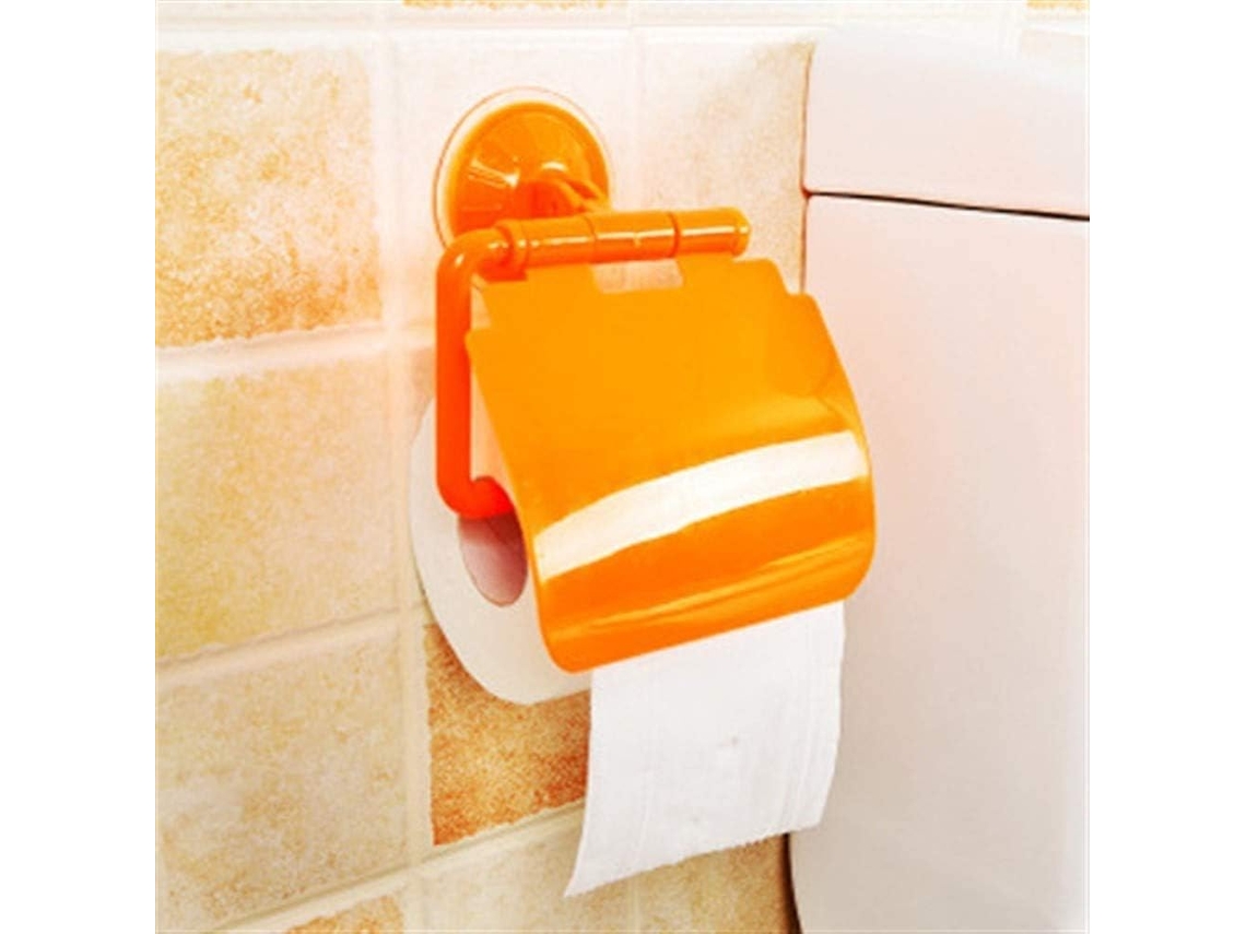 Portarrollos De Papel Higiénico Con Ventosa Y Tapa Para Baño Naranja
