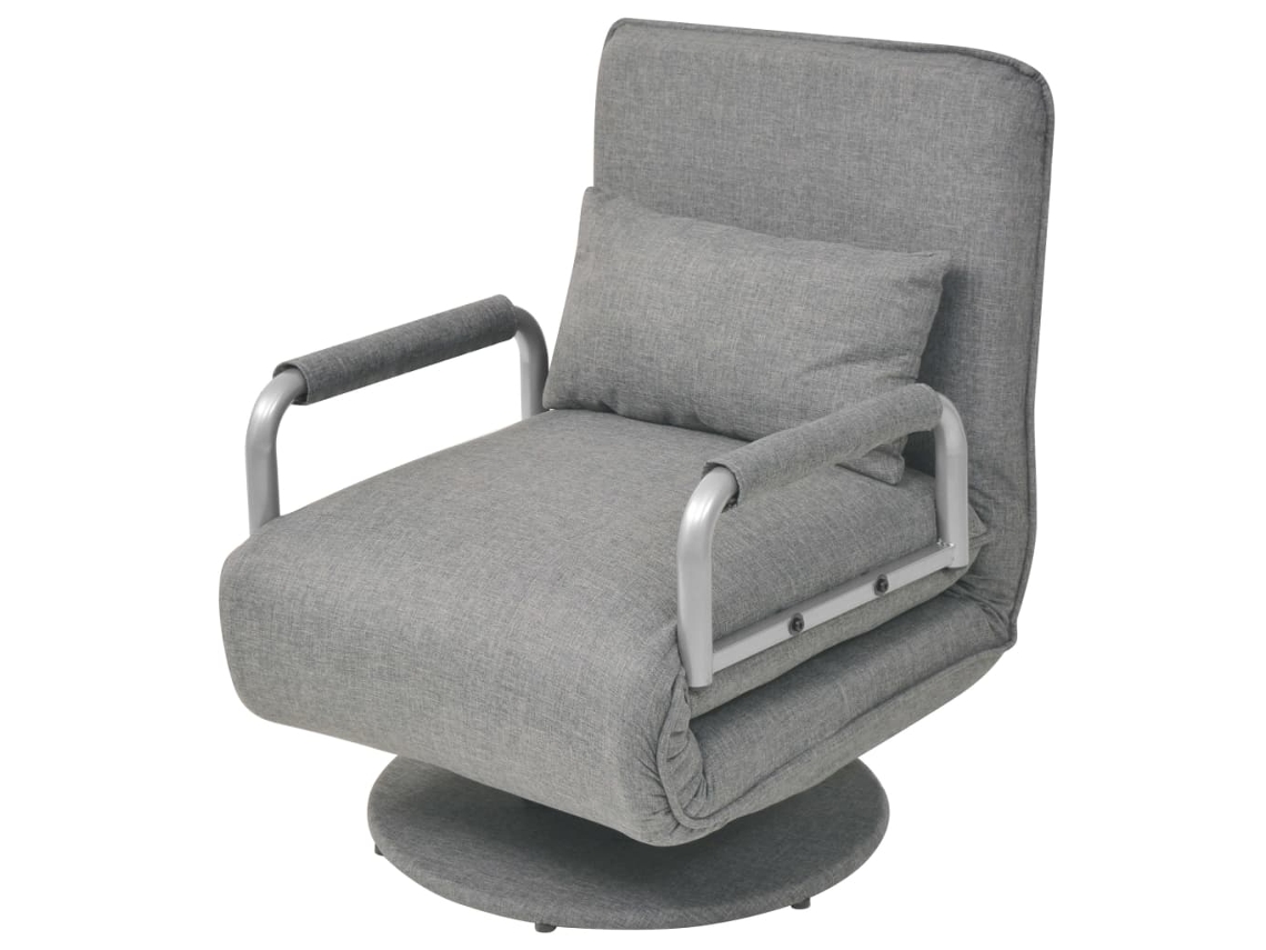 Sillón convertible moderno y elegante con función giratoria, sofá cama en tela gris claro (Dec028661)