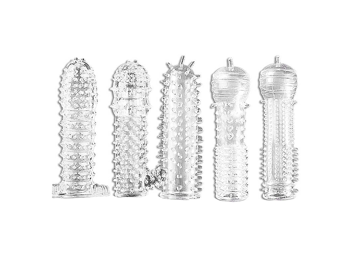 5pcs Fundas Extensibles Condones Puntos Ribetes Elásticos Tpe Suaves Suministros Parejas Adultas