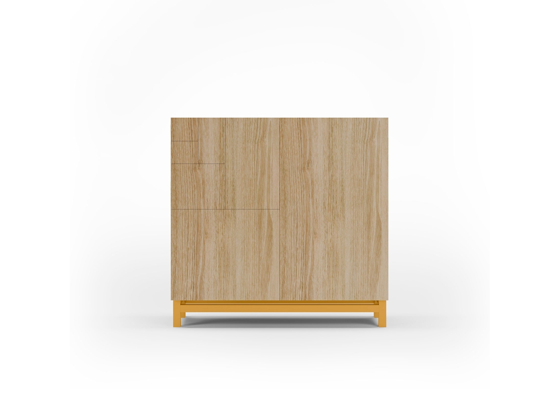 Mueble zapatero HERDASA Copenhague Roble dorado, patas mostaza (90 x 90 x 27 cm)