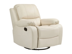 Sillón reclinable con reposapiés ajustable, giratorio, capacidad de 150 kg, acero, 93x100x98 cm, color crema.