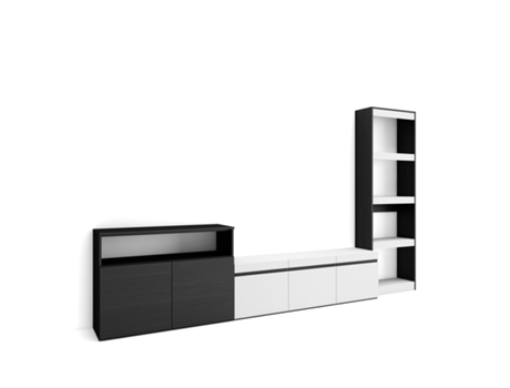 Muebles de Salón para TV 310x186x35cm Para TV hasta 65 Mueble Televisión Blanco y negro