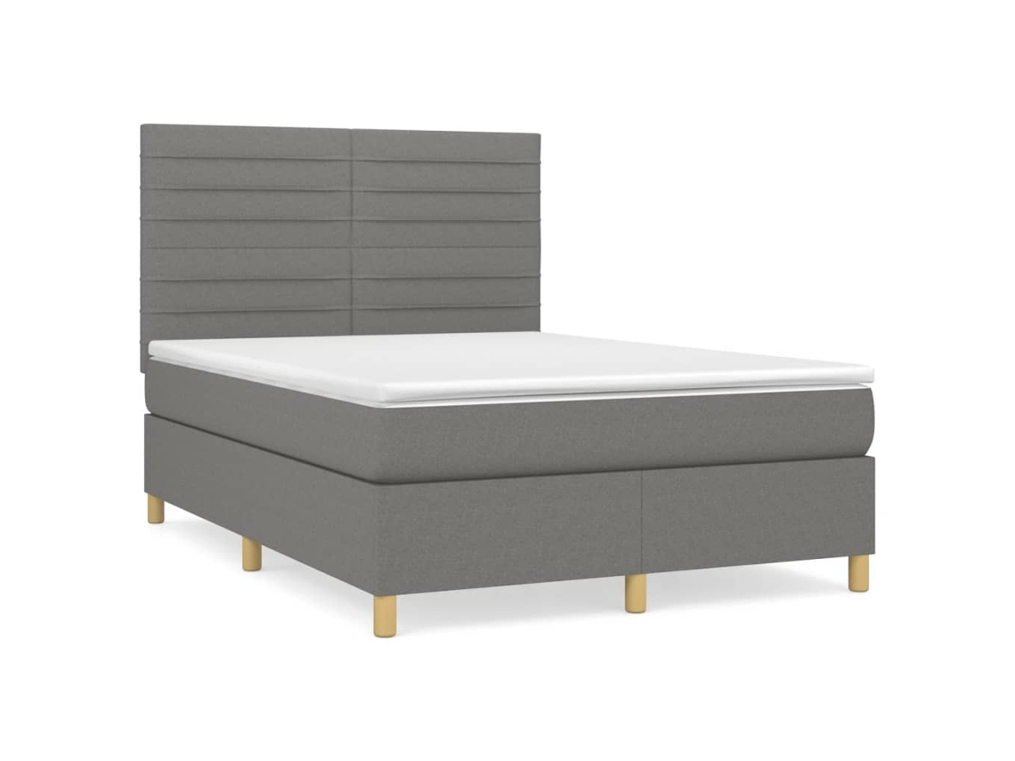 Maison Exclusive - Cama Box Spring Con Colchón Tela Gris Oscuro 140x200 Cm