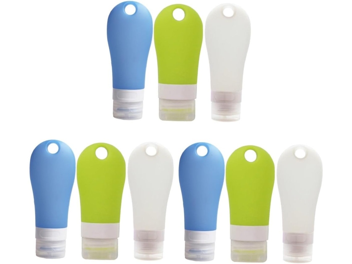 Botellas De Silicona Reutilizables De 9 Piezas, Frascos Portátiles Con Orificio Para Cosméticos Y Cuidado Personal.