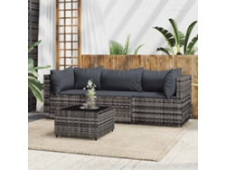 Conjunto de salón de jardín de 4 piezas con cojines de ratán gris Dkd Home Decor