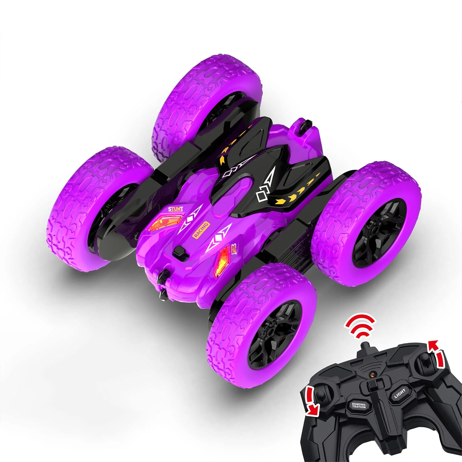 (morado) Coche Acrobático Teledirigido, Rotación De 360 Grados, Tracción Bilateral De 2,4 Ghz.