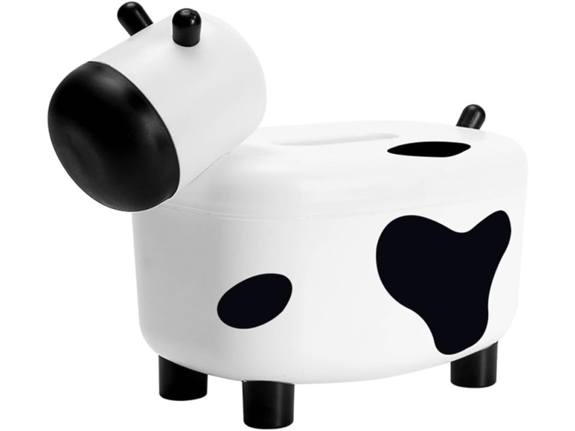 Dispensador De Pañuelos Multifuncional De Piel De Vaca Negra Con Base Antideslizante