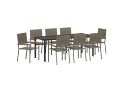 Maison Exclusive - Conjunto De Comedor De Jardín 9 Pcs Gris Ratán Sintético