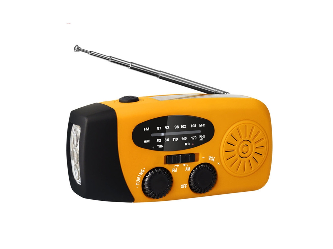 Radio solar portátil de emergencia de 2000 mAh, resistente al agua, con cargador de batería y luz de flash superbrillante, color naranja Saisiyiky
