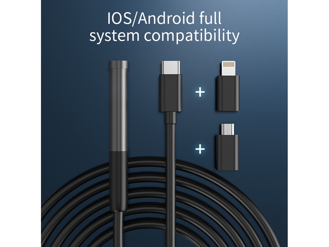 Endoscopio Wi-fi Impermeable De 8 Mm Y 2 Mp Con Puerto Usb Tipo C E Iluminación Led Para Teléfonos Móviles.