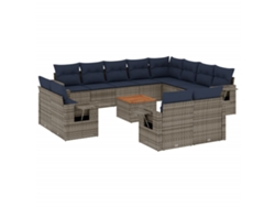 Maison Exclusive - Conjunto De Sofá De Jardín De 13 Piezas Con Cojines, Poliratán Gris