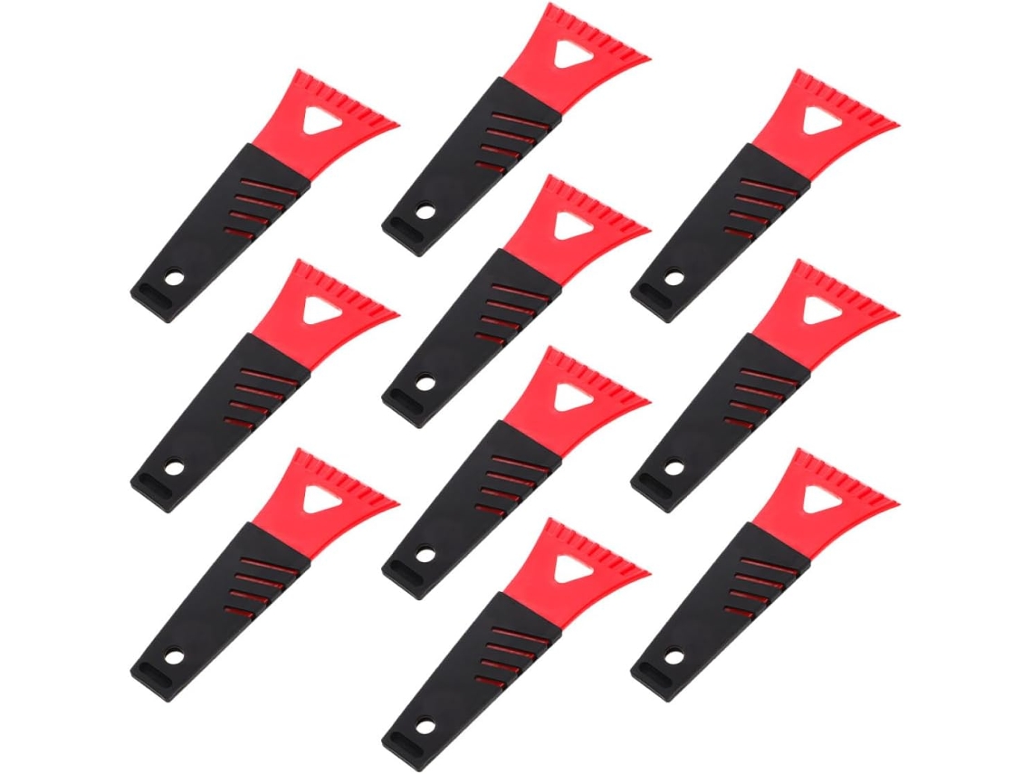 Juego De 10 Espátulas De Plástico Mini Para Raspar Hielo De Parabrisas, Color Rojo.