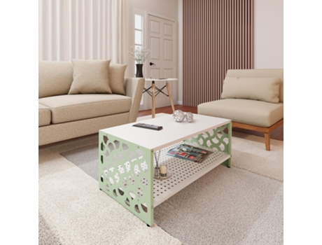 Mesa Auxiliar Multifuncional para Sala, Dormitorio o Cocina - Mesa de TV, Mesa Auxiliar (Verde y Blanco - 40 x 50 x 90 cm) DOMÍNIO METÁLICO DOMÍNIO...