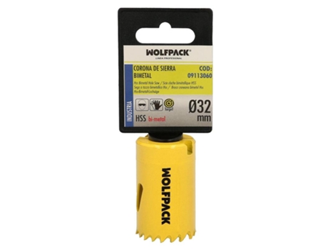 Corona Sierra Bimetal Ø 32 mm Templado Termico. Base Reforzada. Corona Madera. Broca Agujeros Madera. Acero. Hierro. Plasticos WOLFPACK LINEA PROFE...
