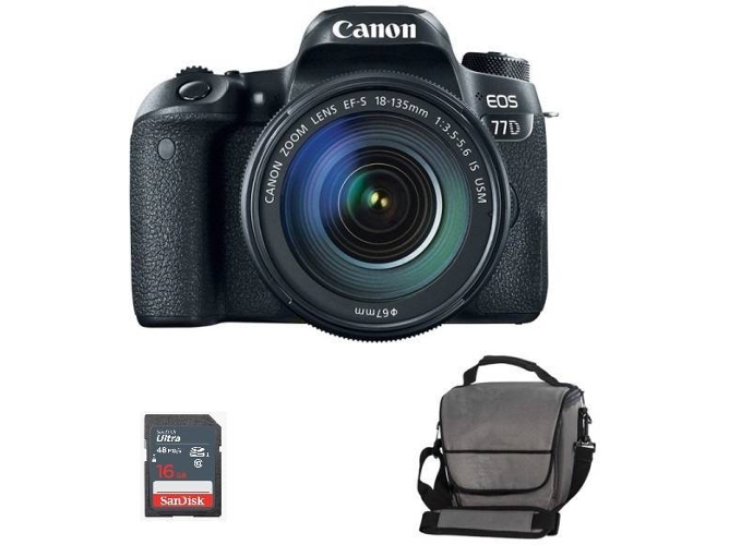 Kit Cámara Réflex CANON EOS 77DEF-S 18-135mm F3.5-5.6 IS USM + Bolsa + 16 gb SD