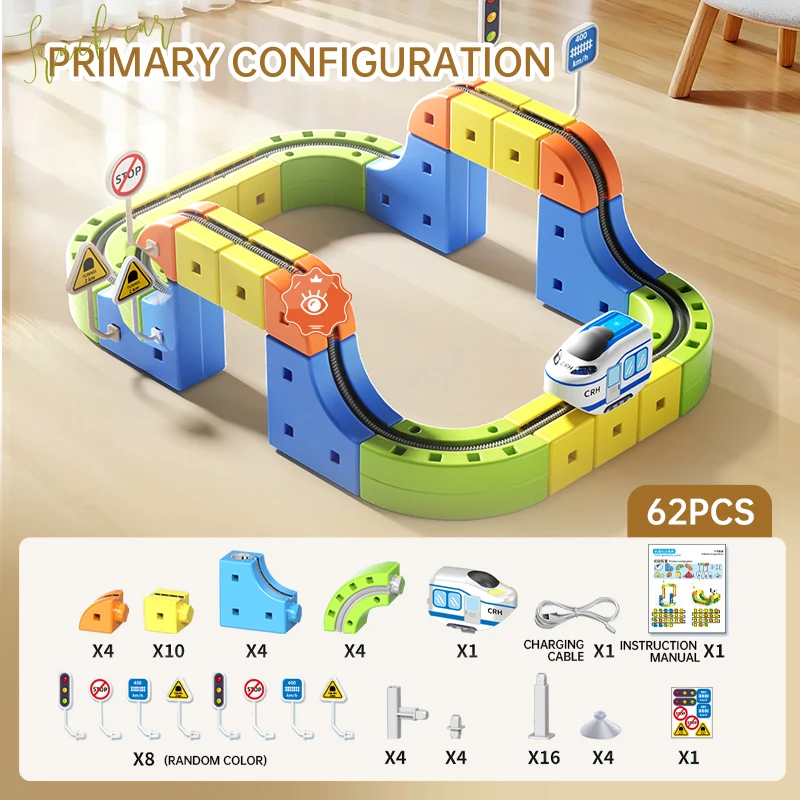 (62 Piezas) Juguete Educativo De Bloques De Construcción Para Niños, Pista Magnética, Coche, Cubo, Juguete