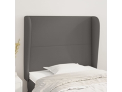 Cabecero Con Orejas Cuero Sintético Gris 103x23x118/128cm