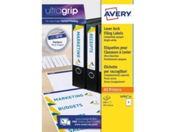 Etiquetas AVERY com Alavanca, 61 x 192 mm, 25 Folhas, 4 Etiquetas por Folha, Autocolantes, Branco Brilhante