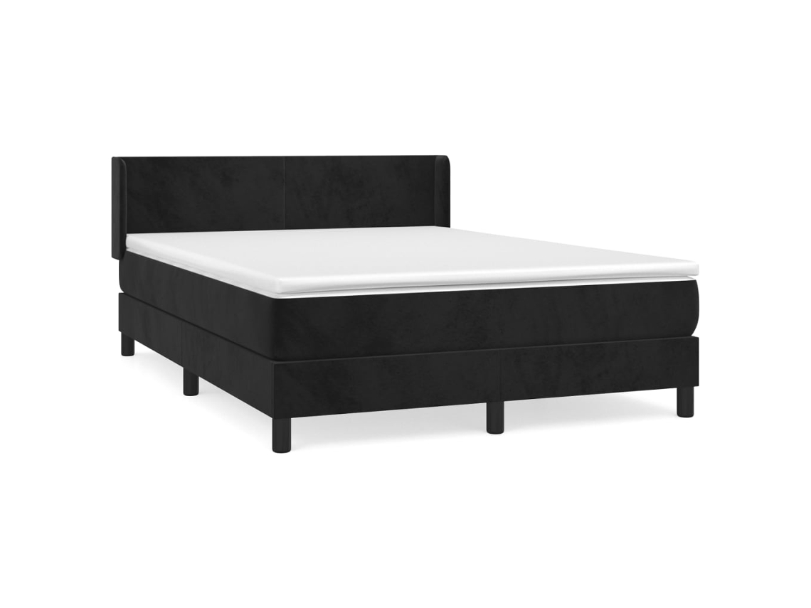 Maison Exclusive - Cama Box Spring Con Colchón Terciopelo Negro 140x190 Cm