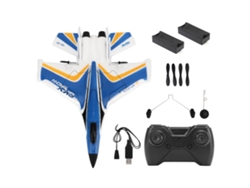 Avião De Controle Remoto Leve Flexível Com Luz Led Para Crianças Azul 2 Baterias
