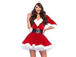 Omni-traje De Santa Claus Para Mujeres Falda De Disfraz Navideño Fiesta Vestido Cosplay Talla L Rojo