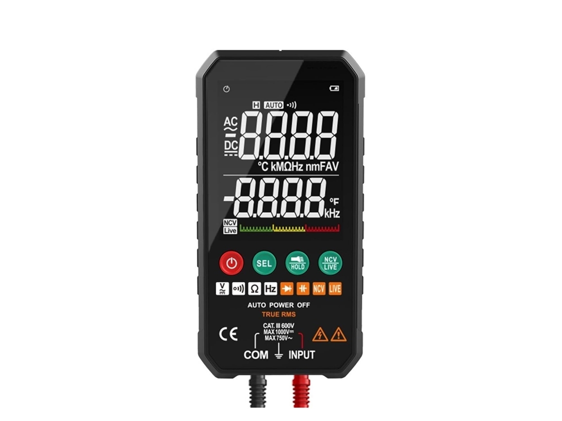 Multímetro Numérico Profesional Voltímetro Ca Cc Inteligente Rango Automático Temperatura Real Capacitancia Ohmios Ncv