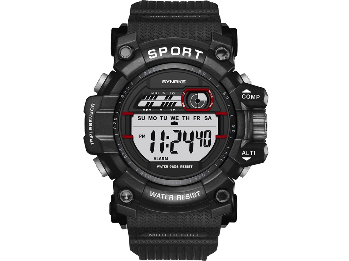 Reloj Digital Synoke 9009 Para Hombre, Deportivo, Para Exteriores, Resistente Al Agua, Negro.