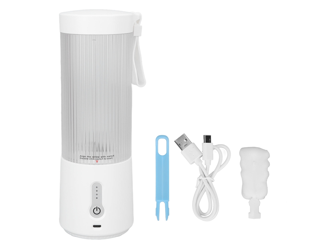 Exprimidor eléctrico portátil de 450 ml y 4000 mAh con carga USB para viajes, camping y oficina.
