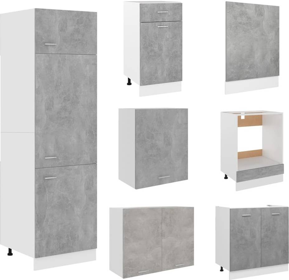 Juego De Muebles cocina vidaxl 7 piezas aglomerado gris madera 80 46 81.5