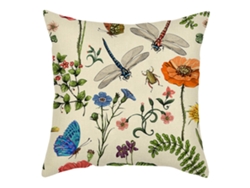 Funda De Almohada De Lino Con Diseño De Flores Y Plantas De Primavera Para Sofá O Cama.