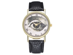 Reloj De Pulsera Analógico Unisex Con Esfera Redonda Y Movimiento De Cuarzo Negro.