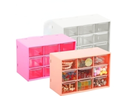 Paquete de 2 cajas de manualidades con 9 cajones: organizador de escritorio para joyas, cosméticos, arte y accesorios de costura