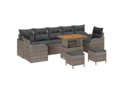 Maison Exclusive - Conjunto de sofás de jardín con cojines, 10 piezas, gris