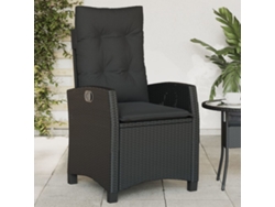 Silla de jardín reclinable DKD Home Decor con cojines de mimbre negros