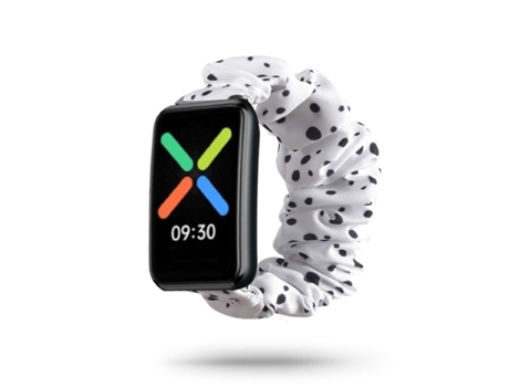 Correa Oppo Watch Free Pulsera Scrunchie Negro y Blanco