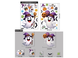 Pegatinas decorativas estáticas para ventanas de calabaza de Halloween, gato negro, dulces y fantasmas, modelo A Viewleaf