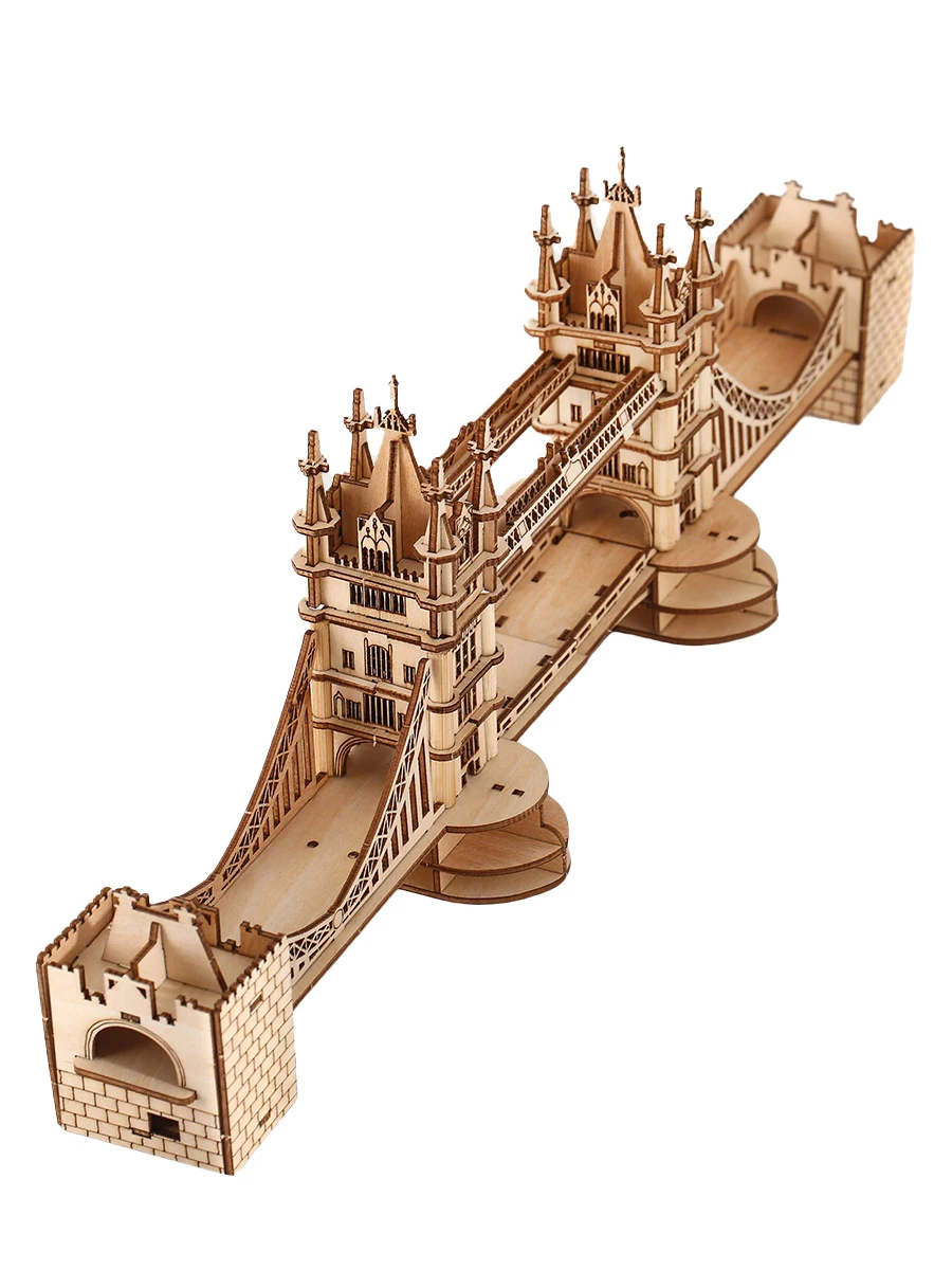Rompecabezas 3D de madera: Modelo del Puente de la Torre de Londres. Regalo ideal para cumpleaños, Halloween y Navidad.