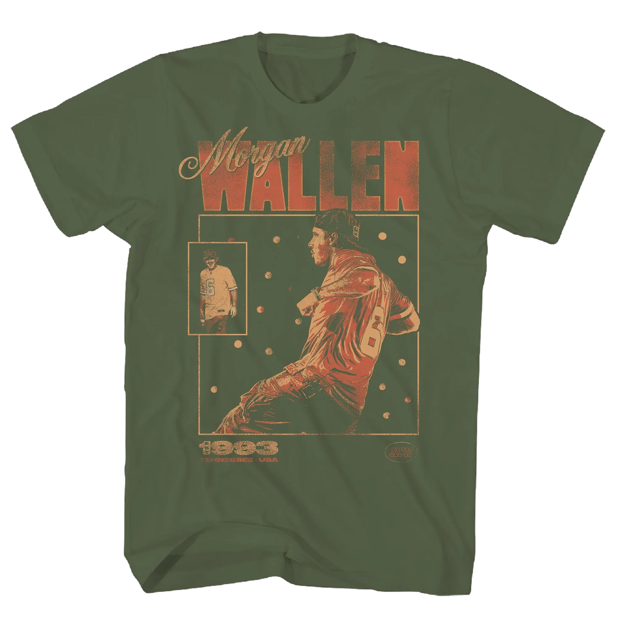Morgan Wallen 1993 Baseball Card Military Green T-shirt Unisex Rockinstone Size:xxxl