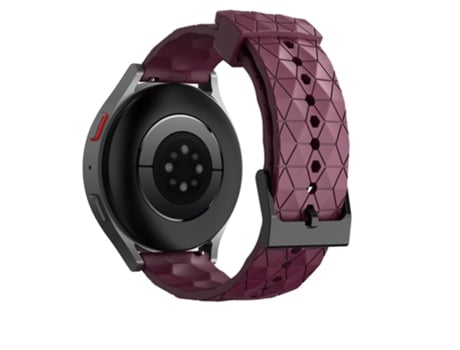 Correa de Silicona 22mm patrón de fútbol para Samsung Galaxy Watch3/Huawei Watch GT 2/GT Runner/Garmin Forerunner 255 - vino tinto