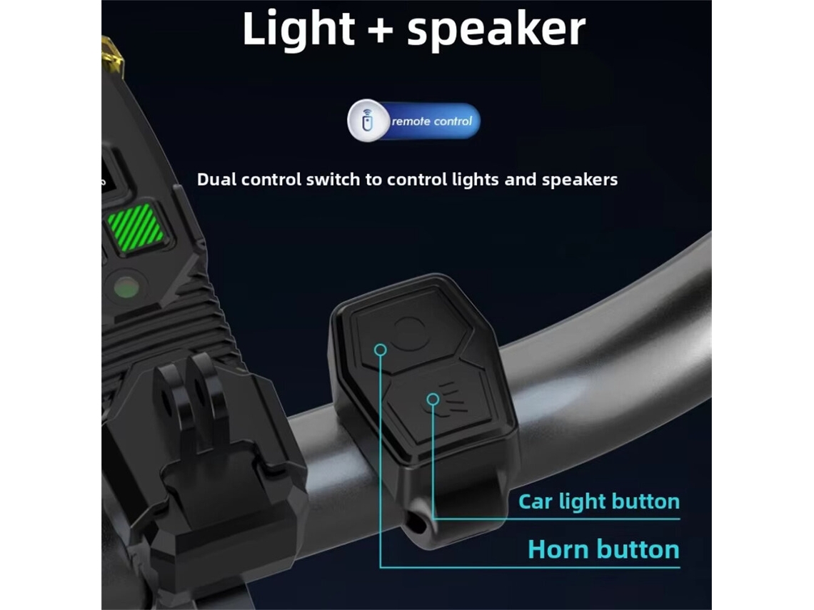 B4-2 Control Remotobikight B4 Faro Bicicleta 120db Tweeter Antivaho Sensor Luz Pantalla Digital Control Remoto Inalámbrico Nocturno