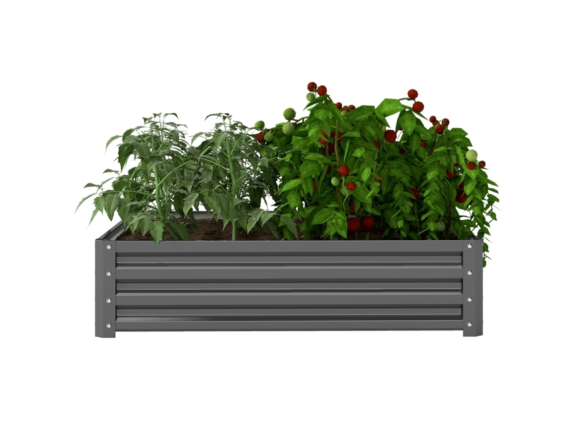 Jardinera Elevada, Jardinera, Huerto, Jardinera, Terraza, Balcón, Acero, Gris Claro, 120 X 120 X 30 Cm