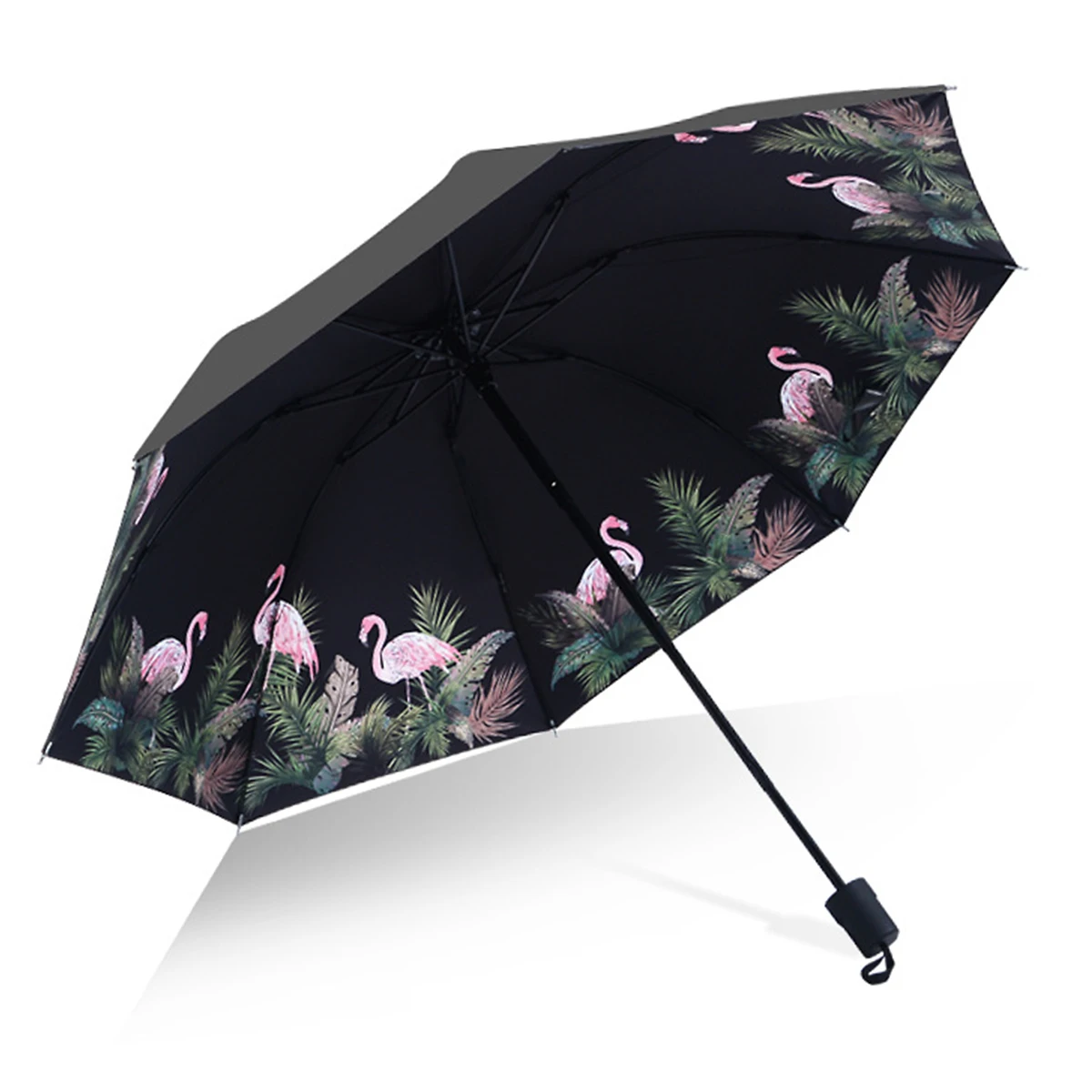 Paraguas Creativo (flamingo), Paraguas Transparente Con Pegamento Negro De Flamenco, Paraguas Con Protección Uv.