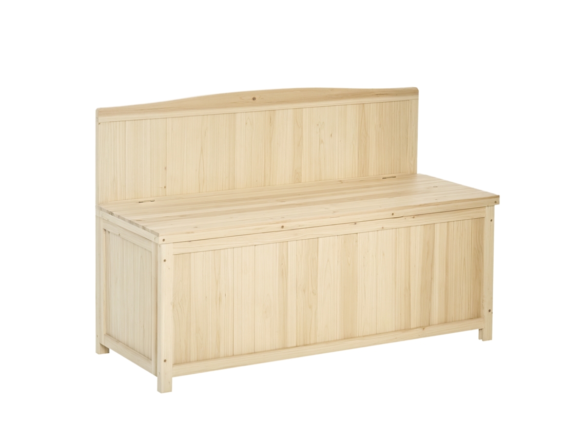 Banco Jardim Baú Armazenamento 115x45x75cm 250kg Encosto Natural