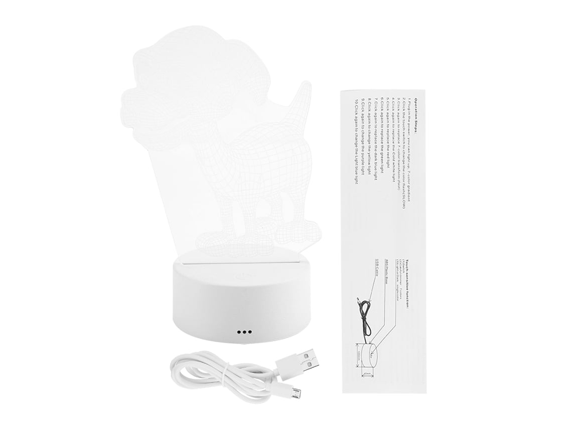 2026-lámpara De Mesa Led 3d De Noche Con Control Táctil 3w 4.5v Usb Base Blanca Sin Control Remoto